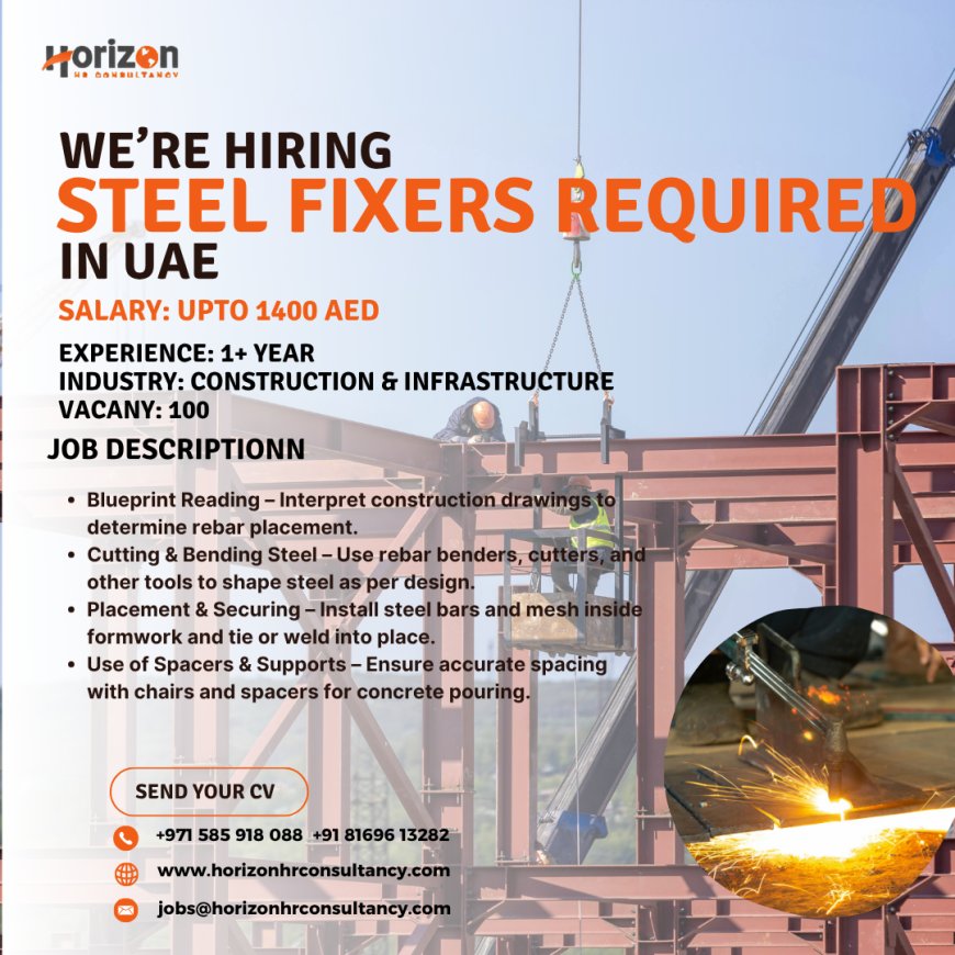 We are Hiring a Professional 100 STEEL FIXERS REQUIRED!